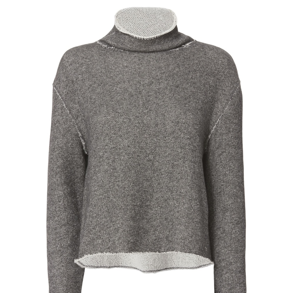 NWT Rag & Bone Madeleine Funnel Neck Sweatshirt Small S Grey Black Sweater